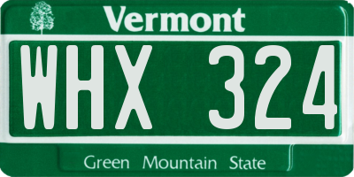 VT license plate WHX324