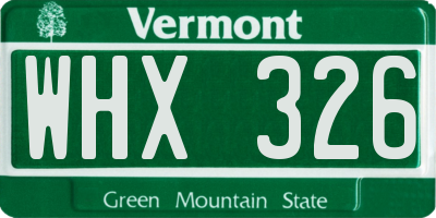 VT license plate WHX326