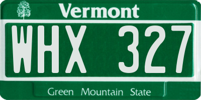 VT license plate WHX327