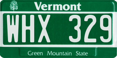 VT license plate WHX329