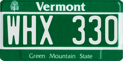 VT license plate WHX330