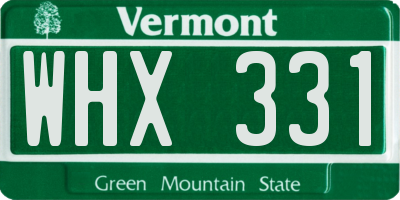 VT license plate WHX331