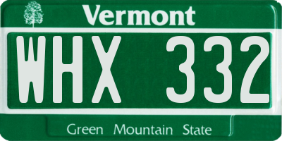 VT license plate WHX332