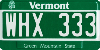 VT license plate WHX333