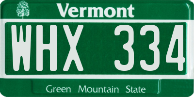 VT license plate WHX334