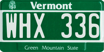VT license plate WHX336