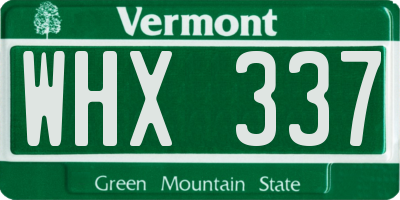VT license plate WHX337