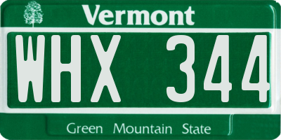 VT license plate WHX344