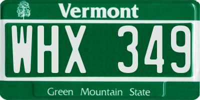 VT license plate WHX349