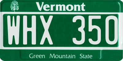VT license plate WHX350