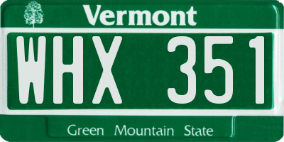 VT license plate WHX351