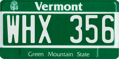 VT license plate WHX356