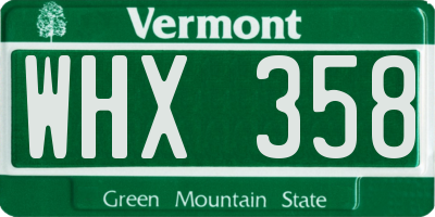 VT license plate WHX358