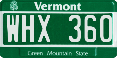 VT license plate WHX360