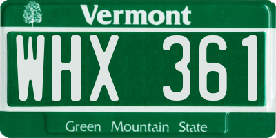 VT license plate WHX361