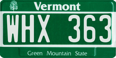 VT license plate WHX363