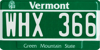 VT license plate WHX366