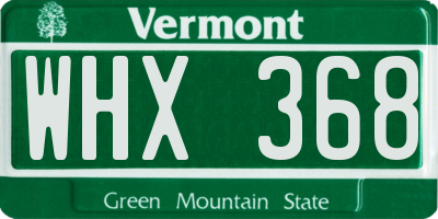 VT license plate WHX368