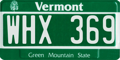 VT license plate WHX369