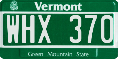 VT license plate WHX370