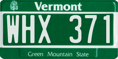 VT license plate WHX371