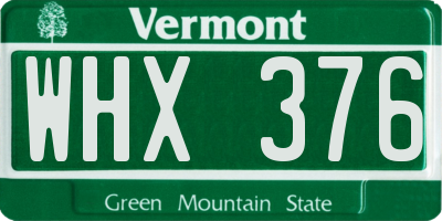 VT license plate WHX376