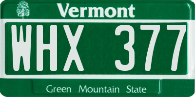 VT license plate WHX377