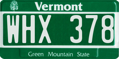 VT license plate WHX378
