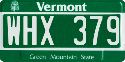 VT license plate WHX379