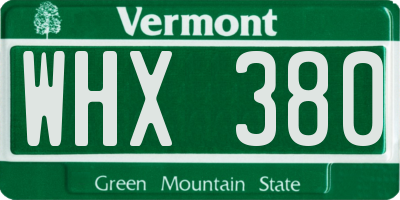 VT license plate WHX380