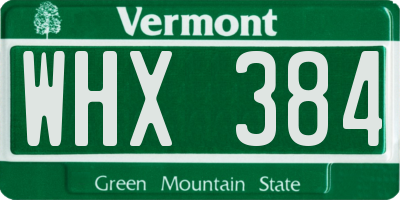 VT license plate WHX384