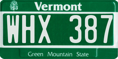 VT license plate WHX387