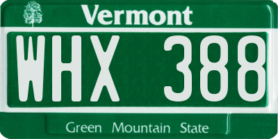 VT license plate WHX388