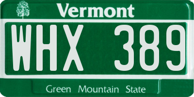 VT license plate WHX389