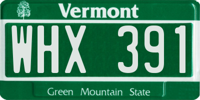 VT license plate WHX391