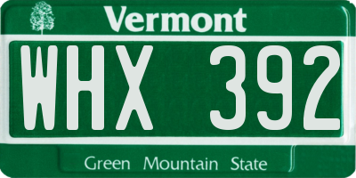 VT license plate WHX392