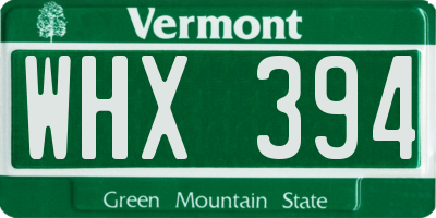 VT license plate WHX394