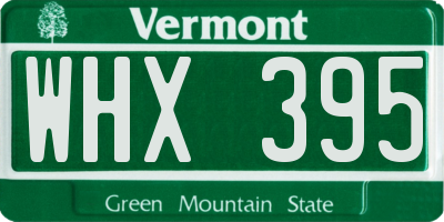 VT license plate WHX395