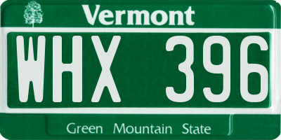 VT license plate WHX396