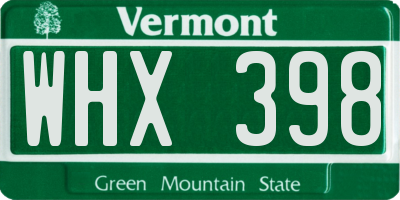 VT license plate WHX398