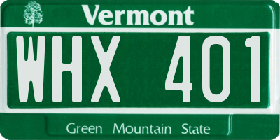 VT license plate WHX401