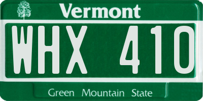 VT license plate WHX410