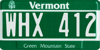 VT license plate WHX412