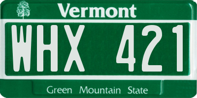 VT license plate WHX421
