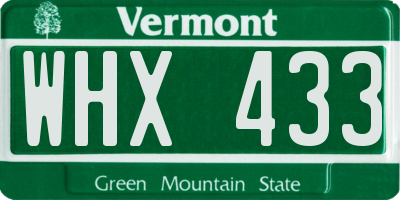 VT license plate WHX433