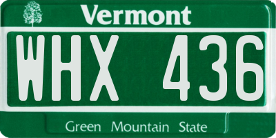 VT license plate WHX436