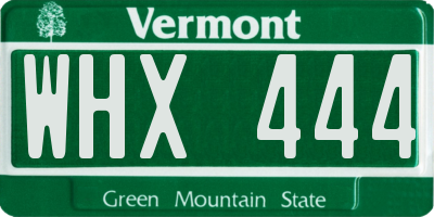 VT license plate WHX444