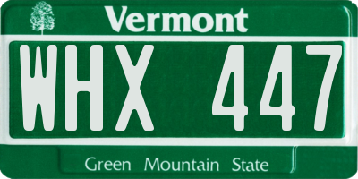 VT license plate WHX447