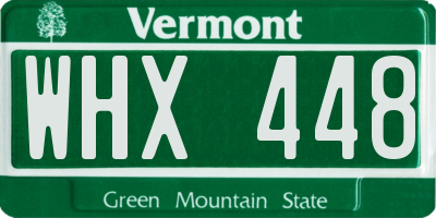 VT license plate WHX448