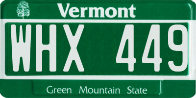 VT license plate WHX449